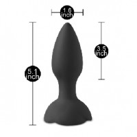 Anal Plug with Rose Base Vibrating 10-Speed Remote Control Silicone Black